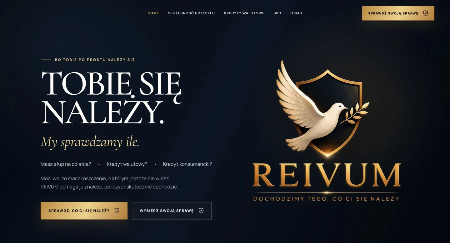 REIVUM — strona główna w widoku desktopowym