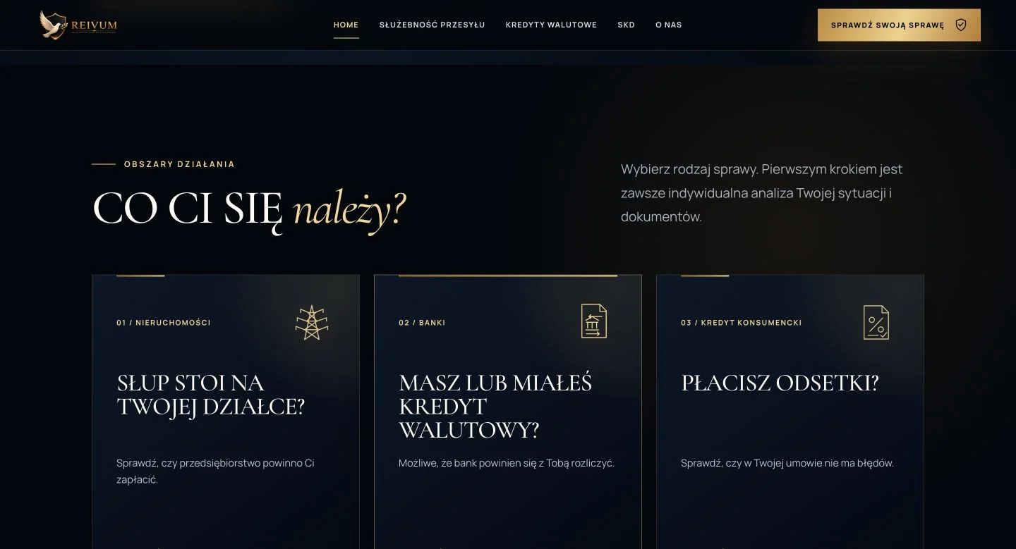 REIVUM — karty obszarów działania i ścieżki usług