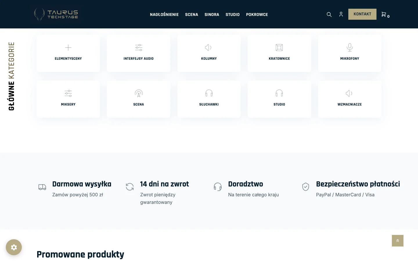 Taurus Techstage — equipment categories and catalogue presentation