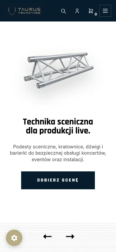 Taurus Techstage — mobile website view