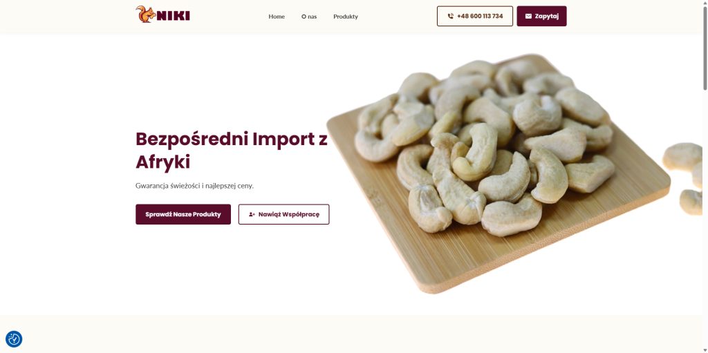 Website for a cashew producer
