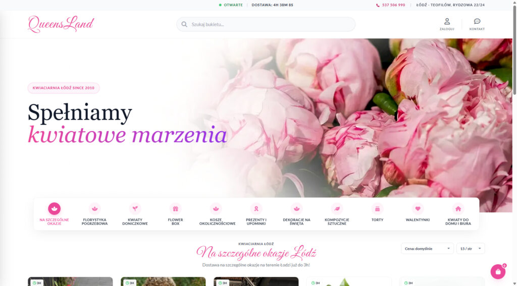 Online store for a flower shop