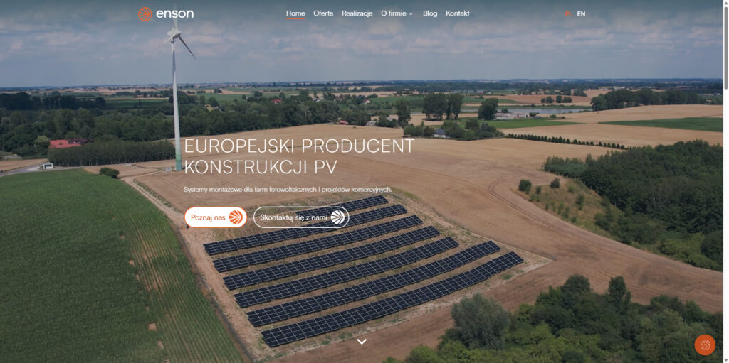 Website of the PV structure manufacturer